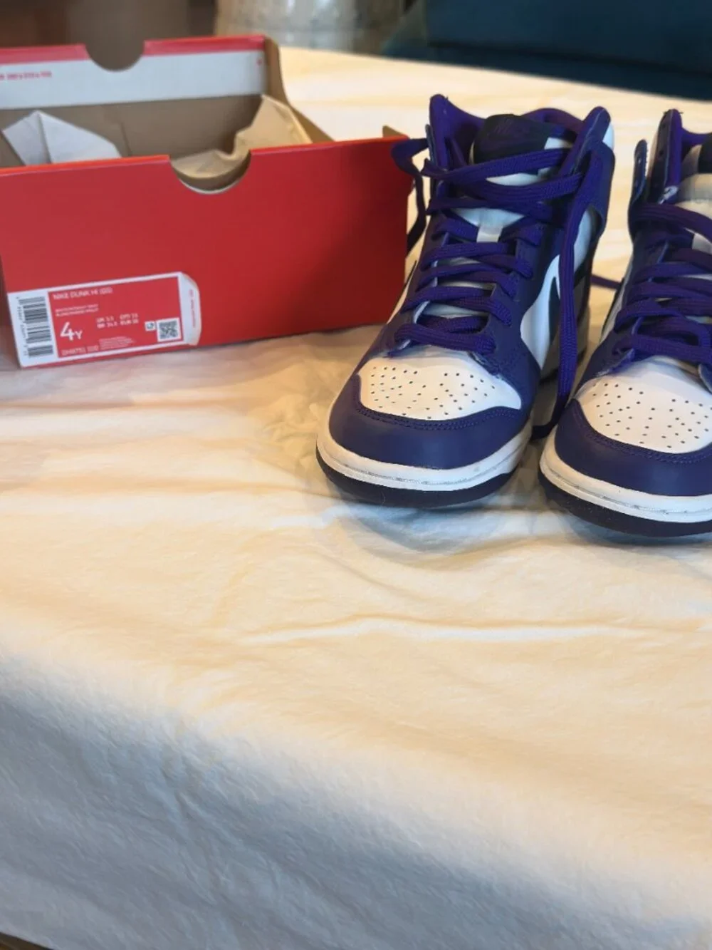 Nike Dunk High GS Midnight Navy White Sneakers 4Y Women 5.5 Grade School